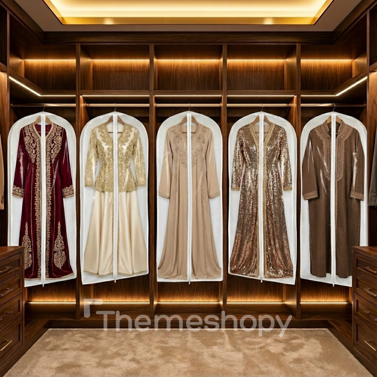 باك خمس أكياس حفظ الملابس (175x60cm) x5